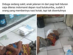 Miris , Sudah Tiga Hari Seorang Anak  Terbaring Sakit di Teras Indomaret Bulukumba 