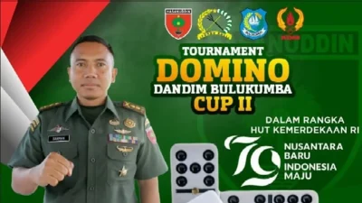 Poster turnamen domino Dandim Bulukumba Cup II di Makodim 1411 Bulukumba