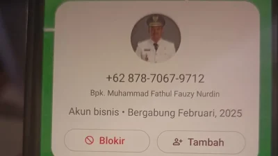 Tangkapan layar profil WhatsApp penipuan yang mencatut nama Bupati Bantaeng M. Fathul Fauzy Nurdin