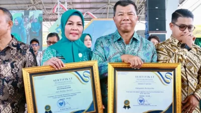 Penyerahan penghargaan penurunan stunting kepada Kabupaten Bulukumba di Makassar
