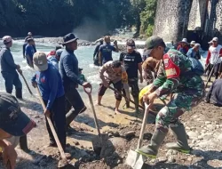 TNI Polri Ikut Pembersihan Sedimentasi Di Bendungan Induk 