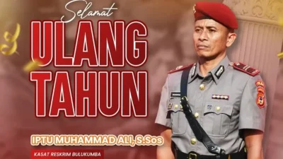 Kasat Reskrim Polres Bulukumba Iptu Muhammad Ali menerima ucapan ulang tahun