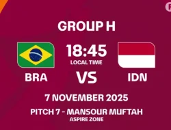 Ini Jadwal dan Live Streaming Timnas Indonesia vs Brasil di Piala Dunia U-17