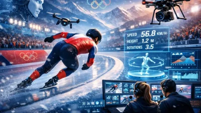 Ilustrasi AI dan Drone di Olimpiade Musim Dingin 2026