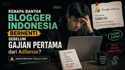 Ilustrasi gajian pertama AdSense bagi blogger pemula di Indonesia
